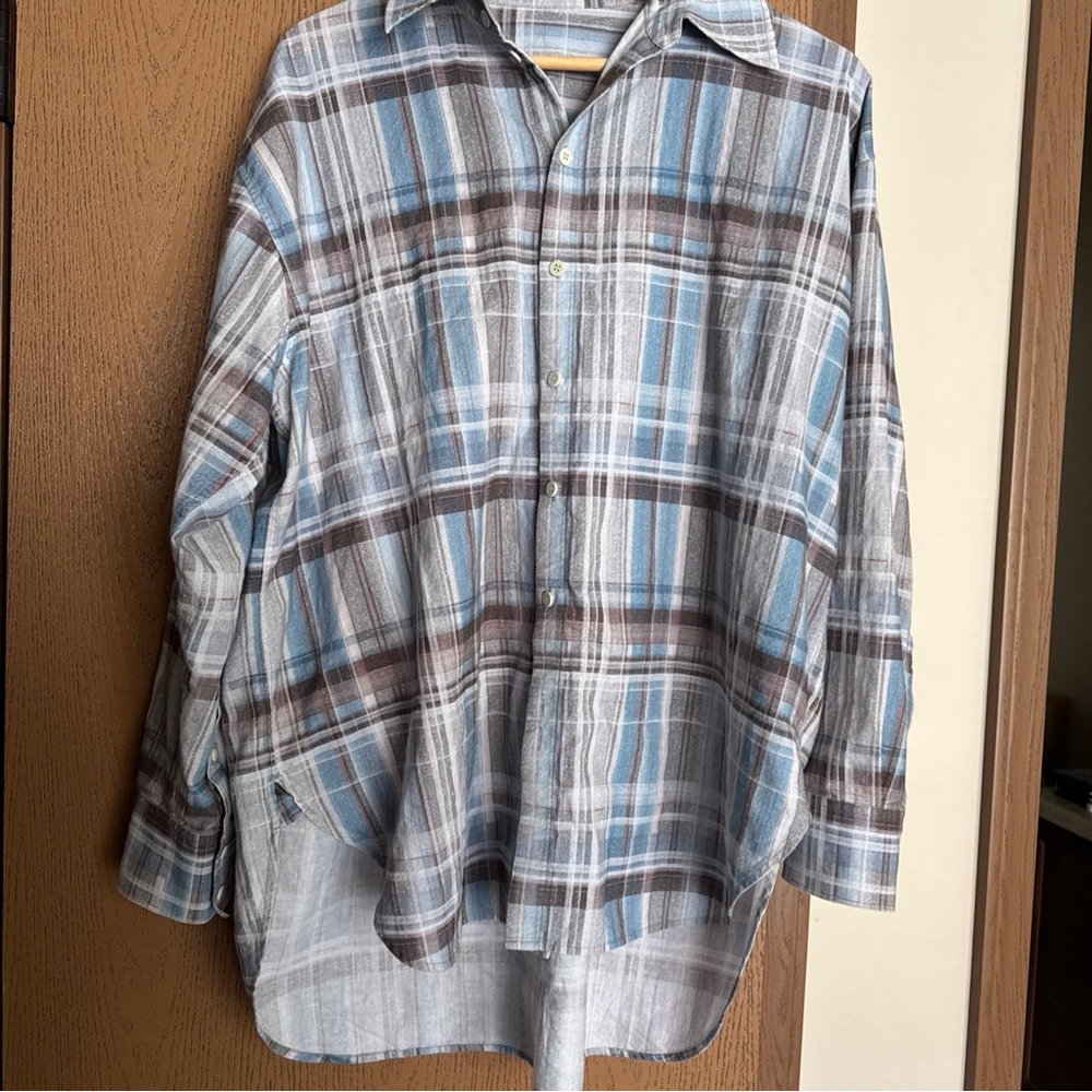 Acne Studios Gray and Blue Plaid Shirt